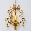 Spanish ceramic flower pendant light in brass