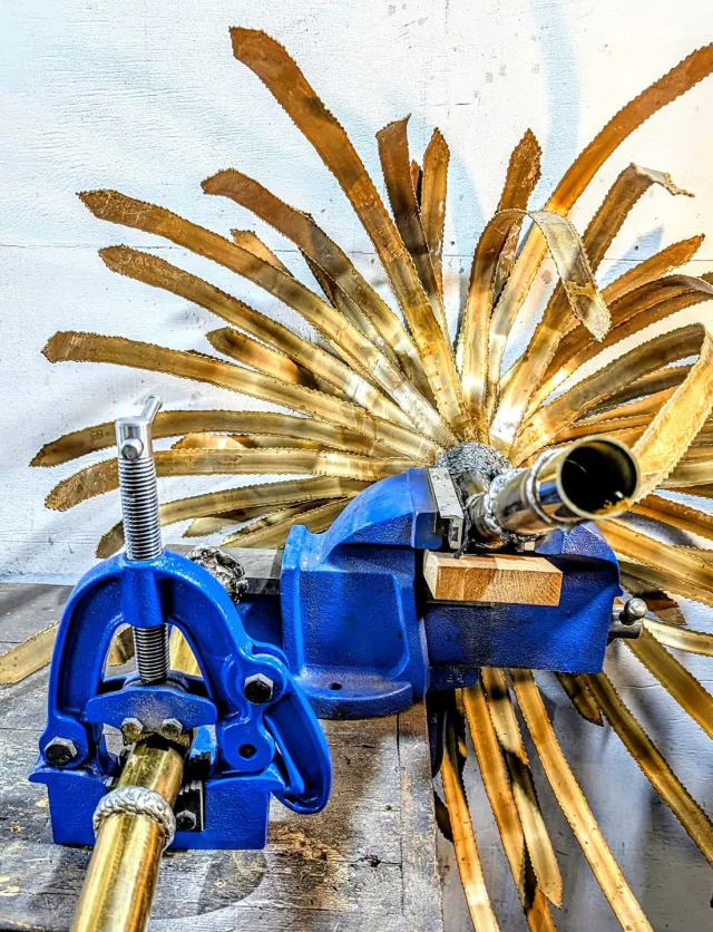 Art lighting - Solid brass Bamboo plant floor standing lamp in the construction phase for our client

#georgejuniperandco #bespoke #bamboo #lamp #bedifferent✔️